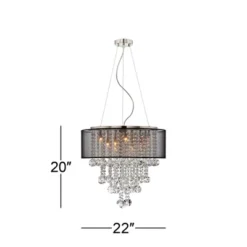 Possini Euro Design Bretton Brushed Nickel Chandelier 22" Wide Modern Clear Glass Crystal Black Sheer Shade 12-Light Fixture For Dining Room Kitchen -Possini Euro Design GUEST de51a246 fb53 4f25 bb9c 2fc37f16b1b4
