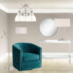 Possini Euro Design Modern Arc Floor Lamp 69" Tall Brushed Steel Adjustable Boom Off White Linen Drum Shade For Living Room Reading Office -Possini Euro Design GUEST de879645 a18c 41db 8712 9b539e73333e