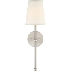 Possini Euro Design Elena Modern Wall Light Sconces Set Of 2 Brushed Nickel Hardwire 6" Fixture Cream Linen Shade For Bedroom Reading Living Room Home -Possini Euro Design GUEST de8ea8b2 5869 4da0 bea6 a4d3590225b7