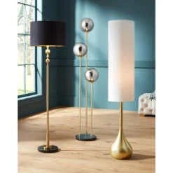 Possini Euro Design Moderne Mid Century Modern 62" Tall Standing Floor Lamp Droplet Foot Switch Metal Soft Gold Finish Living Room Bedroom House -Possini Euro Design GUEST def79afa 86c6 4319 905b a3cebd2d7025