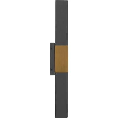 Possini Euro Design Possini Euro Radford 18"H Sand Black And Brass LED Outdoor Wall Light 8 Possini Euro Design Possini Euro Radford 18"H Sand Black And Brass LED Outdoor Wall Light - Image 6