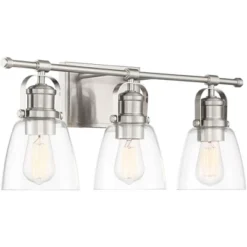 Possini Euro Design Kalen Modern Wall Light Brushed Nickel Hardwire 23 1/2" 3-Light Fixture Clear Glass Shade For Bedroom Bathroom Vanity Reading 12 Possini Euro Design Kalen Modern Wall Light Brushed Nickel Hardwire 23 1/2" 3-Light Fixture Clear Glass Shade For Bedroom Bathroom Vanity Reading -Possini Euro Design GUEST dfc4ff7a 6f10 499f 9f8c fef5b7d32ae3