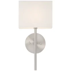 Possini Euro Design Favreau Modern Wall Light Sconce Brushed Nickel Hardwire 8" Fixture Rectangular Linen For Bedroom Reading Living Room Hallway Home -Possini Euro Design GUEST e0e290de 591c 4ac9 9db3 1c2350bc32de