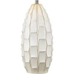 Possini Euro Design Cosgrove Modern Mid Century Table Lamp 32 3/4" Tall White Glazed Ceramic Beige Fabric Drum Shade For Bedroom Living Room Bedside -Possini Euro Design GUEST e15958a3 0b96 48ea bace d8ad192dac70