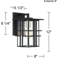 Possini Euro Design Arley Modern Industrial Outdoor Wall Light Fixtures Set Of 2 Black 12" Seedy Glass For Post Exterior Barn Deck House -Possini Euro Design GUEST e15c6027 89d2 46a8 b18b 114b2f338ca1