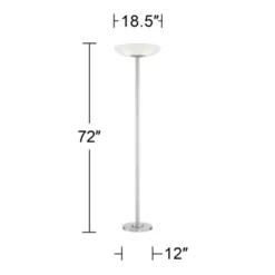 Possini Euro Design Meridian Light Blaster Modern Torchiere Floor Lamp 72" Tall Brushed Nickel LED Frosted Glass Shade For Living Room Bedroom Office -Possini Euro Design GUEST e1694616 6618 4ddf a110 547269b9f2f9