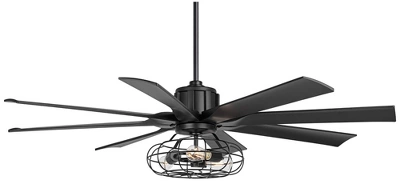 60" Possini Euro Design Modern Indoor Ceiling Fan With LED Light Remote Control Matte Black Cage For Living Room Kitchen House 7 60" Possini Euro Design Modern Indoor Ceiling Fan With LED Light Remote Control Matte Black Cage For Living Room Kitchen House - Image 5
