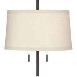 Possini Euro Design Nayla Modern Floor Lamp 62 1/2" Tall Bronze Metal Off White Fabric Tapered Drum Shade For Living Room Bedroom Office House Home -Possini Euro Design GUEST e2856358 a89a 462f bf02 3c6182f0b99a