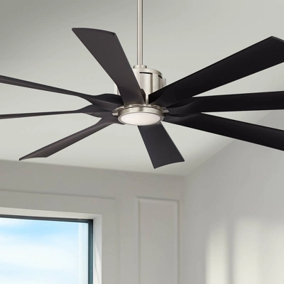 Possini Euro Design 60" Defender Modern Indoor Outdoor Ceiling Fan 8 Blade LED Light Remote Control Brushed Nickel Motor Bedroom Patio Damp Rated 3 Possini Euro Design 60" Defender Modern Indoor Outdoor Ceiling Fan 8 Blade LED Light Remote Control Brushed Nickel Motor Bedroom Patio Damp Rated
