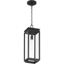 Possini Euro Design Atkins 21 1/2" High Modern Outdoor Pendant Light Fixture Ceiling Porch House Hanging Matte Black Die Cast Metal Clear Glass Shade -Possini Euro Design GUEST e42f9ee5 e6b5 4a8b a889 a8912e37179e