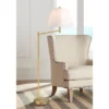 Possini Euro Design Modern Arc Floor Lamp Standing 62 1/2" Tall Warm Gold Offset Arm White Linen Drum Shade For Living Room Reading Family Bedroom -Possini Euro Design GUEST e5631466 6274 412d 842a f3f35627a6cc