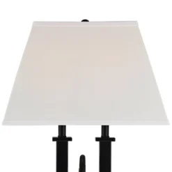 Possini Euro Design Deacon Modern Desk Table Lamp 26" High Black With USB And AC Power Outlet In Base LED Reading Light Oatmeal Shade For Office Desk -Possini Euro Design GUEST e587a2a5 8800 4462 9800 0f989f718c22