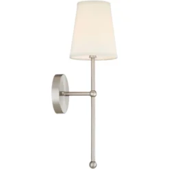 Possini Euro Design Elena Modern Wall Light Sconces Set Of 2 Brushed Nickel Hardwire 6" Fixture Cream Linen Shade For Bedroom Reading Living Room Home -Possini Euro Design GUEST e5bbda17 d325 4b1f 8a1f 62558b58897d