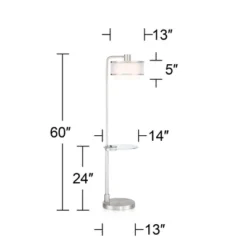 Possini Euro Design Modern Floor Lamps 60" Tall Set Of 2 With Tray Table USB Port Nickel Silver Organza White Linen Shades For Living Room -Possini Euro Design GUEST e61f5abd e583 4a9a 9ede 9fd7040fa229