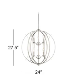 Possini Euro Design Spherical Brushed Nickel Large Chandelier 24" Wide Modern 6-Light Fixture For Dining Room House Foyer Kitchen Island Entryway Home -Possini Euro Design GUEST e62c04c4 c29c 4795 9fb8 3a7406cfd339