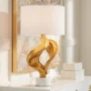 Possini Euro Design Hera Modern Vintage Glam Table Lamp 31" Tall Sculptural Rose Gold White Shade Bedroom Living Room Bedside Nightstand Office Kids