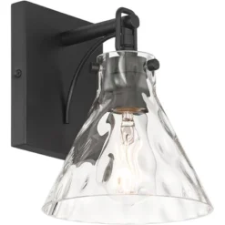 Possini Euro Design Ishii 9 1/4" High Modern Wall Sconce Light Lamp Fixture Mount Bathroom Bedroom Bedside Hardwired Cordless Matte Black Glass Shade -Possini Euro Design GUEST e7663782 d423 4284 8c5a 74d8cbe9bf06