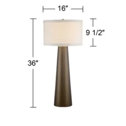 Possini Euro Design Karen Modern Table Lamp 36" Tall Dark Gold Glass Off White Fabric Drum Shade For Bedroom Living Room Bedside Nightstand Office -Possini Euro Design GUEST e7acb0b2 0465 43d3 92dd dde0cd48fc8d