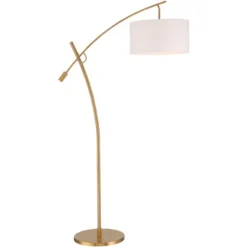 Possini Euro Design Raymond Modern Arc Floor Lamp 69" Tall Warm Gold Adjustable Boom Arm White Linen Drum Shade For Living Room Reading Office House -Possini Euro Design GUEST e7e9b180 bcde 41bb 8175 75091744f198