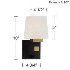 Possini Euro Design Beauregard Modern Wall Light Sconce Black Gold Hardwire 4 1/2" Fixture Square Linen Glass For Bedroom Reading Hallway House Home -Possini Euro Design GUEST e85a44b4 67b4 4fe3 801e 91661c334fea