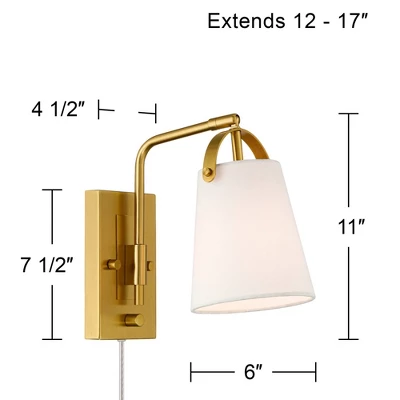 Possini Euro Design Possini Euro Erica 11" High Antique Brass Plug-In Wall Sconce 5 Possini Euro Design Possini Euro Erica 11" High Antique Brass Plug-In Wall Sconce - Image 3