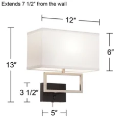 Possini Euro Design Trixie Modern Wall Lamp Brushed Nickel Plug-in 12" Light Fixture Rectangular Shade For Bedroom Reading Living Room Hallway House 11 Possini Euro Design Trixie Modern Wall Lamp Brushed Nickel Plug-in 12" Light Fixture Rectangular Shade For Bedroom Reading Living Room Hallway House -Possini Euro Design GUEST e9f91698 af4b 489c b8f3 abeb37c31ed7