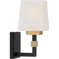 Possini Euro Design Beauregard Modern Wall Light Sconce Black Gold Hardwire 4 1/2" Fixture Square Linen Glass For Bedroom Reading Hallway House Home -Possini Euro Design GUEST e9fa7579 8aac 44b0 8031 7b1c8bd91ad0