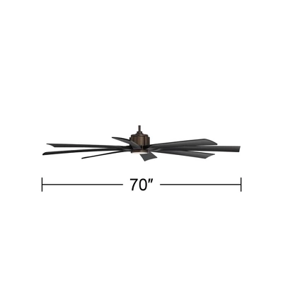 Possini Euro Design 70" Defender Modern Indoor Outdoor Ceiling Fan 8 Blade LED Light Remote Control Oil Rubbed Bronze Black Blades Bedroom Patio 5 Possini Euro Design 70" Defender Modern Indoor Outdoor Ceiling Fan 8 Blade LED Light Remote Control Oil Rubbed Bronze Black Blades Bedroom Patio - Image 3