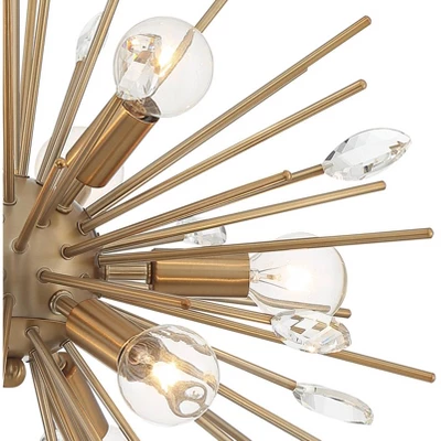 Possini Euro Design Janae Warm Gold Sputnik Chandelier 18" Wide Modern Crystal 9-Light Fixture For Dining Room House Foyer Kitchen Island Entryway 4 Possini Euro Design Janae Warm Gold Sputnik Chandelier 18" Wide Modern Crystal 9-Light Fixture For Dining Room House Foyer Kitchen Island Entryway - Image 2