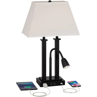 Possini Euro Design Possini Euro Deacon Black USB Port And Outlet Gooseneck Desk Lamps Set Of 2 4 Possini Euro Design Possini Euro Deacon Black USB Port And Outlet Gooseneck Desk Lamps Set Of 2 - Image 2