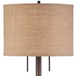 Possini Euro Design Garth Modern Floor Lamp Standing 63 1/2" Tall Oil Rubbed Bronze Burlap Fabric Drum Shade For Living Room Bedroom Office House Home -Possini Euro Design GUEST eb1d5f9f 3c53 4a30 8ea3 da94abf22b1f
