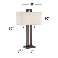 Possini Euro Design Gossard Modern Industrial Table Lamp 30" Tall Bronze With USB Charging Port White Rectangular Shade For Bedroom Living Room Office 17 Possini Euro Design Gossard Modern Industrial Table Lamp 30" Tall Bronze With USB Charging Port White Rectangular Shade For Bedroom Living Room Office -Possini Euro Design GUEST eb87346d 0b87 415b b685 77e43ce881ff