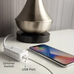 Possini Euro Design Modern Table Lamp With USB Charging Port And Nightlight LED 25" High Blue Art Glass White Shade For Bedroom Desk (Color May Vary) -Possini Euro Design GUEST ebc0f417 de2e 4349 b9ed c3ead5843cdf