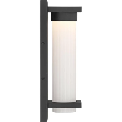 Possini Euro Design Kathleen 14" High Modern Outdoor Wall Light Fixture Mount Porch House Exterior Set Of 2 LED Bulb Sand Black Metal Glass Shade 9 Possini Euro Design Kathleen 14" High Modern Outdoor Wall Light Fixture Mount Porch House Exterior Set Of 2 LED Bulb Sand Black Metal Glass Shade - Image 7