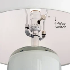 Possini Euro Design Modern Table Lamp With USB Charging Port And Nightlight LED 25" High Blue Art Glass White Shade For Bedroom Desk (Color May Vary) -Possini Euro Design GUEST ecbfc282 7c8f 4e9d a69d a343b3107f18