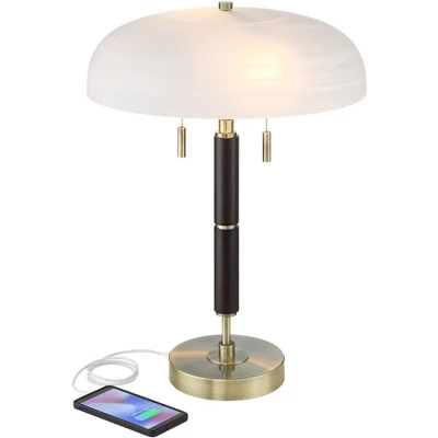 Possini Euro Design Possini Euro® Wyndham Desk Lamp With Glass Shade And Dual USB Ports 4 Possini Euro Design Possini Euro® Wyndham Desk Lamp With Glass Shade And Dual USB Ports - Image 2