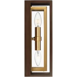 Possini Euro Design Modern Mid Century Outdoor Wall Light Fixture Oil Rubbed Bronze Brass 14" Double Box Glass For Exterior Barn Deck House Porch Yard -Possini Euro Design GUEST edb89dc1 95d9 4996 b304 e20bd29b890c