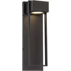 Possini Euro Design Modern Outdoor Wall Light LED Fixture Textured Black 16" Round Crystal Diffuser For Post Exterior House Porch -Possini Euro Design GUEST edeb2801 88b9 409f 8334 39ba5ff5e687