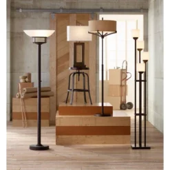 Possini Euro Design Light Blaster Modern Torchiere Floor Lamp 72 1/2" Tall Warm Bronze LED White Frosted Glass Bowl Shade For Living Room Bedroom Home -Possini Euro Design GUEST ee0b8572 bc24 4cd3 8832 dc2dd329705b