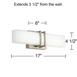 Possini Euro Design Exeter Modern Wall Light Brushed Nickel 17" Light Bar LED Fixture Silk Screened Glass Shade For Bedroom Bathroom Vanity Reading -Possini Euro Design GUEST efe867f0 fb4b 4fb3 985f e868bb7e9174
