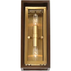 Possini Euro Design Modern Mid Century Outdoor Wall Light Fixture Oil Rubbed Bronze Brass 14" Double Box Glass For Exterior Barn Deck House Porch Yard -Possini Euro Design GUEST eff0e518 c8c8 479d b391 2abf3735d0bd