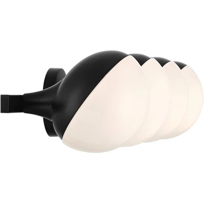 Possini Euro Design Celine Modern Wall Light Black Hardwire 30" 4-Light Fixture Opal White Glass Globe Shade For Bathroom Vanity 9 Possini Euro Design Celine Modern Wall Light Black Hardwire 30" 4-Light Fixture Opal White Glass Globe Shade For Bathroom Vanity - Image 7