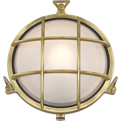 Possini Euro Design Possini Euro Anjali 10" High Brass Bulkhead Wall Sconce 6 Possini Euro Design Possini Euro Anjali 10" High Brass Bulkhead Wall Sconce - Image 4
