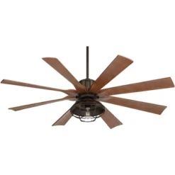 60" Possini Euro Design Industrial Indoor Outdoor Ceiling Fan With Dimmable LED Light Remote Control Oil Rubbed Bronze Cage Koa Damp Rated For Patio -Possini Euro Design GUEST f19d68a6 722c 4135 b7b9 61ce869c2e7f