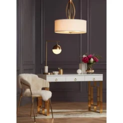 Possini Euro Design Luna Mid Century Desk Table Lamp 26 1/2" High Brass Metal With USB Charging Port Opal Glass Shade For Bedroom Living Room Bedside -Possini Euro Design GUEST f1bed036 d898 408d 8225 a9d1914f0d71