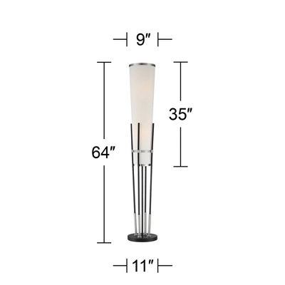 Possini Euro Design Flute Mid Century Modern 64" Tall Floor Lamp With Smart Socket Satin Black Nickel White Shade For Living Room House 5 Possini Euro Design Flute Mid Century Modern 64" Tall Floor Lamp With Smart Socket Satin Black Nickel White Shade For Living Room House - Image 3