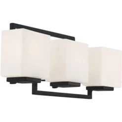 Possini Euro Design Lighting On The Square Modern Wall Light Matte Black Hardwire 21" 3-Light Fixture Opal Glass Shade For Bedroom Bathroom Vanity -Possini Euro Design GUEST f2d37aad e2dd 4313 a0bb 90b03bbd084d