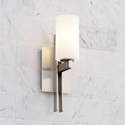 Possini Euro Design Ludlow Modern Wall Light Sconce Brushed Nickel Hardwire 4 1/2" Fixture Frosted Glass Shade For Bedroom Bathroom Vanity Reading 3 Possini Euro Design Ludlow Modern Wall Light Sconce Brushed Nickel Hardwire 4 1/2" Fixture Frosted Glass Shade For Bedroom Bathroom Vanity Reading