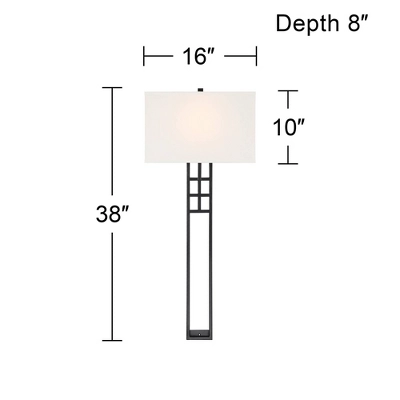 Possini Euro Design Ventano Modern Wall Lamp Matte Black Metal Plug-in 16" Light Fixture White Linen Shade For Bedroom Living Room House Hallway 5 Possini Euro Design Ventano Modern Wall Lamp Matte Black Metal Plug-in 16" Light Fixture White Linen Shade For Bedroom Living Room House Hallway - Image 3