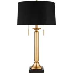 Possini Euro Design Wynne Traditional Table Lamp 30" Tall Warm Gold With USB Charging Port Black Drum Shade For Bedroom Living Room Bedside Nightstand -Possini Euro Design GUEST f3bcad5a 0d5d 4b80 9a68 1014dad9a827